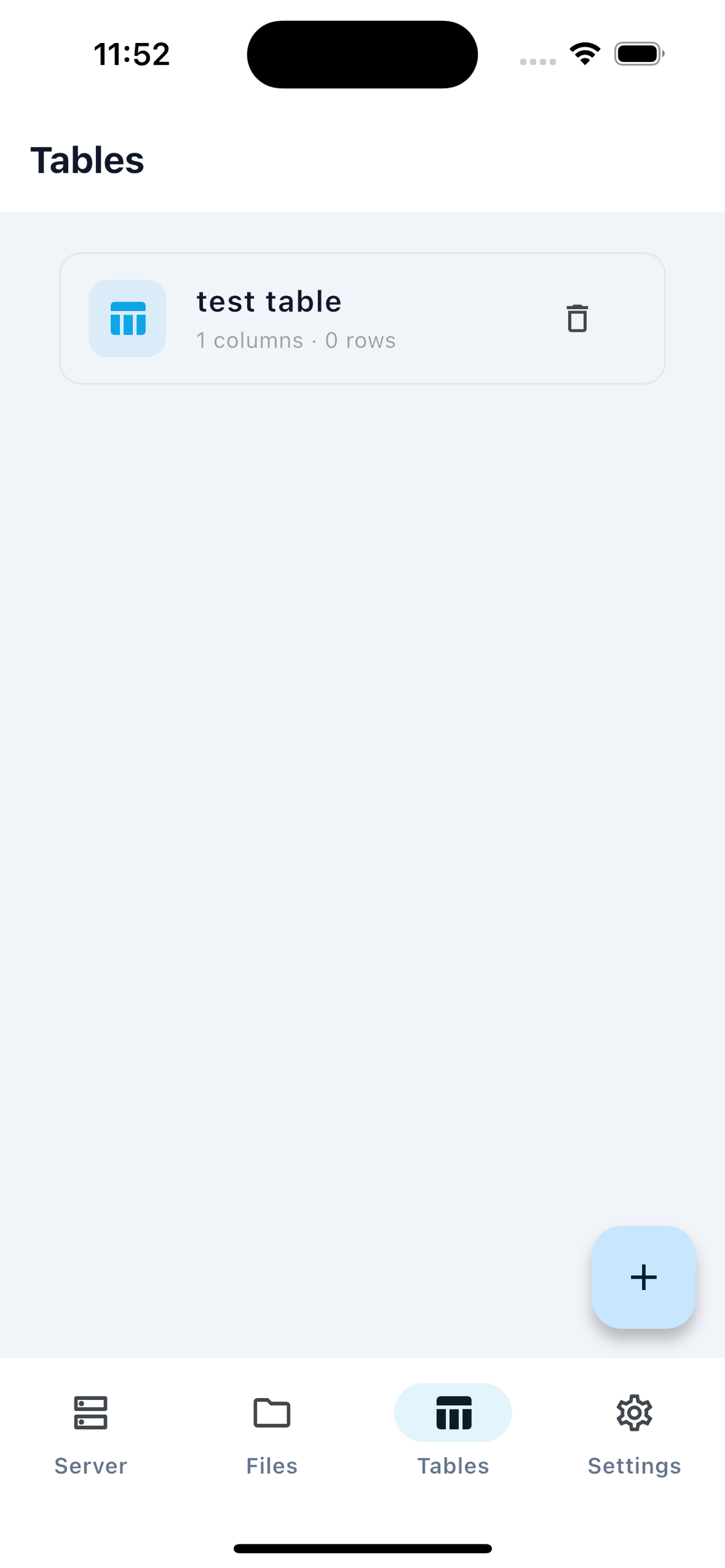 Shared data table with rows and columns displayed in browser